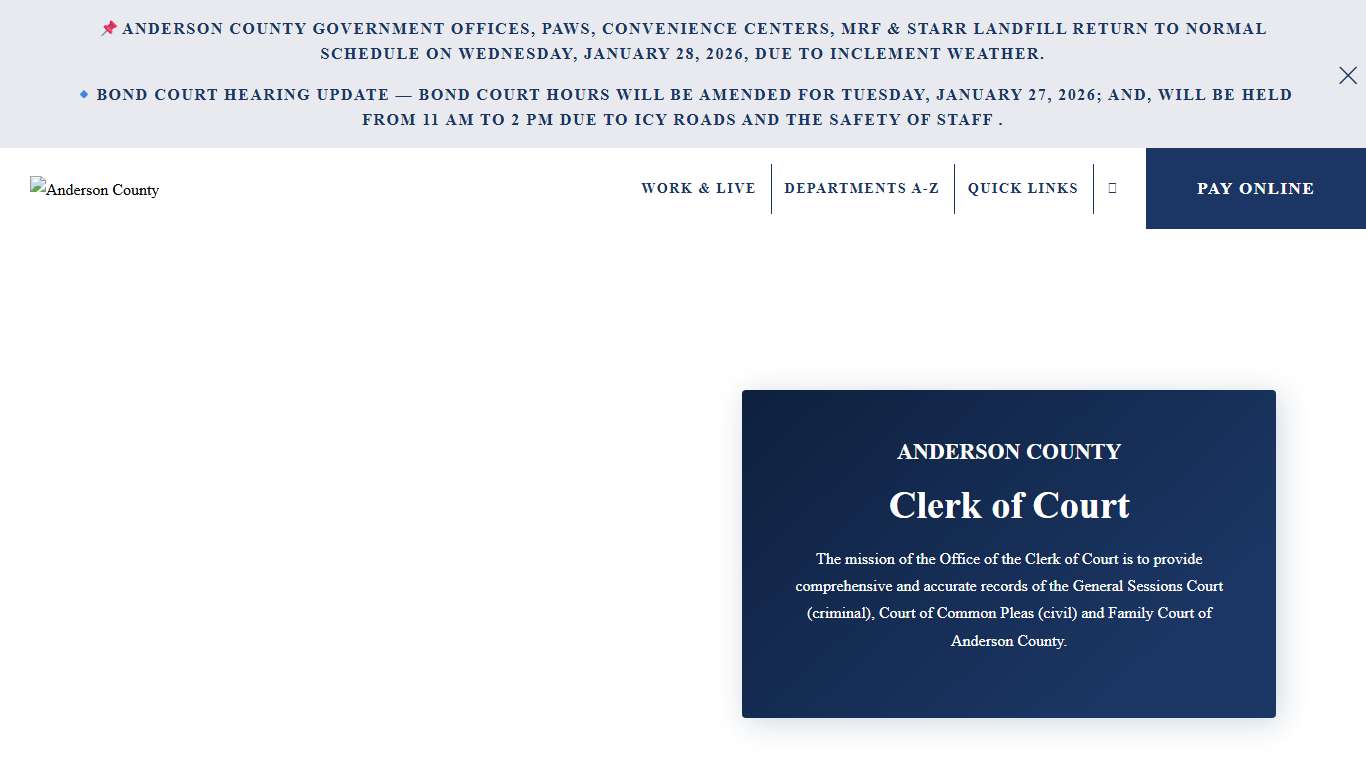 Clerk of Court - Anderson County